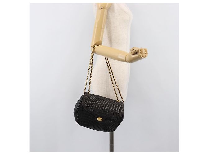 Bolsa de Ombro com Corrente BALLY em Couro Preto e Dourado Auth BA15535 - vista 24