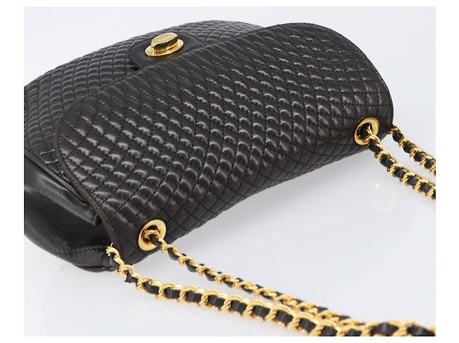 Bolsa de Ombro com Corrente BALLY em Couro Preto e Dourado Auth BA15535 - vista 6