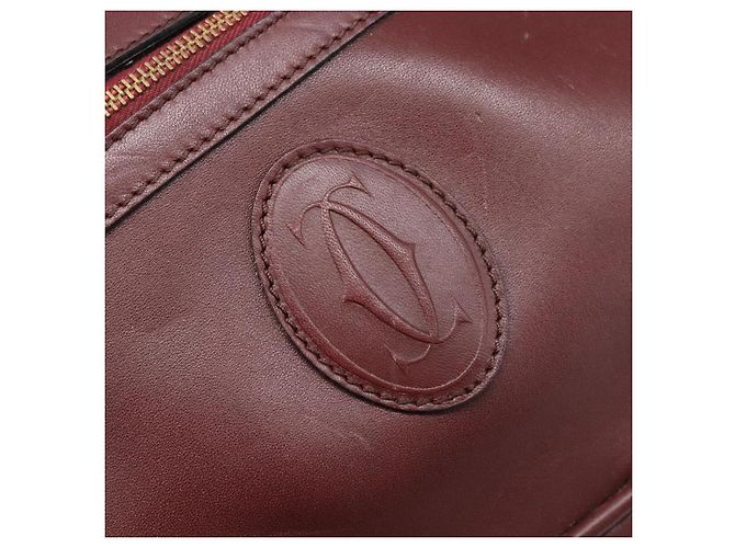 Bolso de hombro CARTIER Must Line de piel Bordeaux Gold Auth 201374 Dorado Burdeos - vista 19