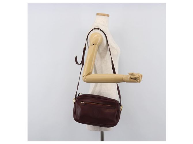 Bolso de hombro CARTIER Must Line de piel Bordeaux Gold Auth 201374 Dorado Burdeos - vista 27