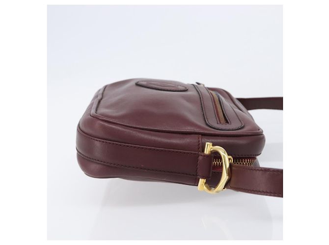 Bolso de hombro CARTIER Must Line de piel Bordeaux Gold Auth 201374 Dorado Burdeos - vista 4