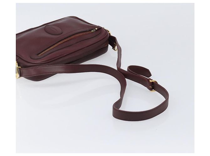 Bolso de hombro CARTIER Must Line de piel Bordeaux Gold Auth 201374 Dorado Burdeos - vista 7