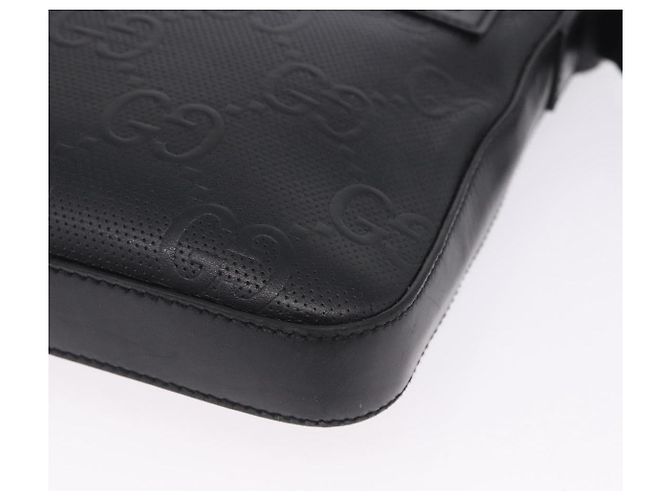 Borsa a tracolla GUCCI GG Emboss in pelle nera e argento 406410 Auth 200726 Nero - vista 14