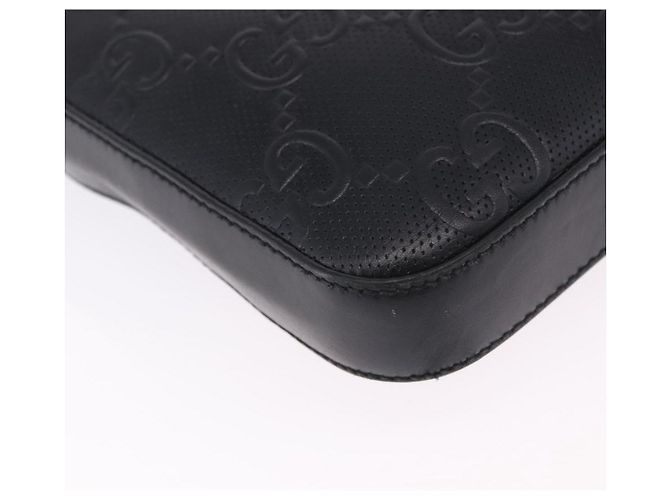 Borsa a tracolla GUCCI GG Emboss in pelle nera e argento 406410 Auth 200726 Nero - vista 15