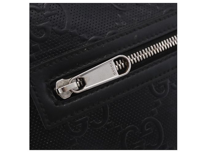 Borsa a tracolla GUCCI GG Emboss in pelle nera e argento 406410 Auth 200726 Nero - vista 19