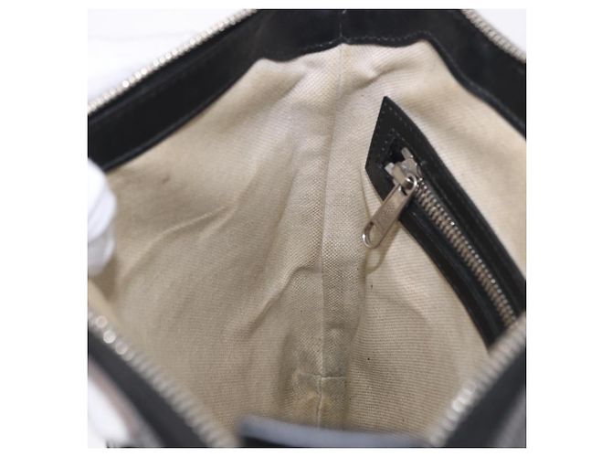 Borsa a tracolla GUCCI GG Emboss in pelle nera e argento 406410 Auth 200726 Nero - vista 24