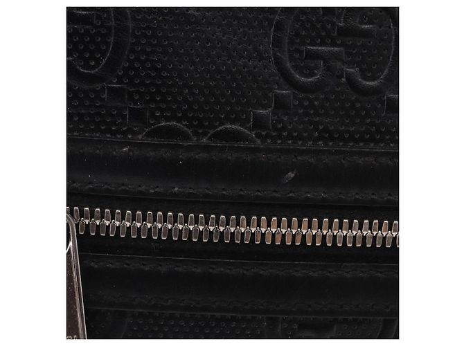 Borsa a tracolla GUCCI GG Emboss in pelle nera e argento 406410 Auth 200726 Nero - vista 3