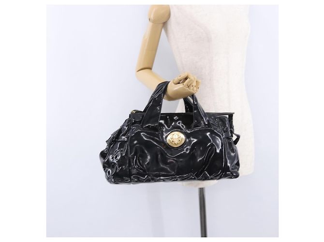 Borsa GUCCI Histeria Patent Black 197020 Auth ka6264 Nero - vista 26