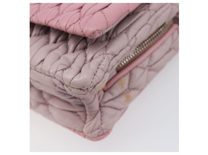 Borsa a tracolla con catena Miu Miu in pelle 2way Rosa Argento Auth BA15638A - vista 17