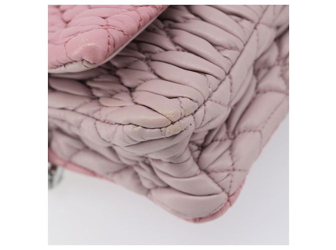 Borsa a tracolla con catena Miu Miu in pelle 2way Rosa Argento Auth BA15638A - vista 18