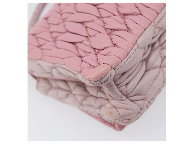Borsa a tracolla con catena Miu Miu in pelle 2way Rosa Argento Auth BA15638A - vista 20