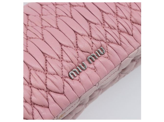 Borsa a tracolla con catena Miu Miu in pelle 2way Rosa Argento Auth BA15638A - vista 21
