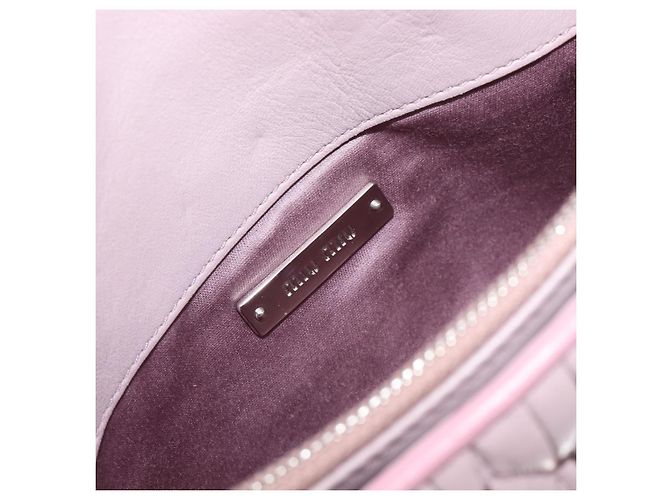 Borsa a tracolla con catena Miu Miu in pelle 2way Rosa Argento Auth BA15638A - vista 24