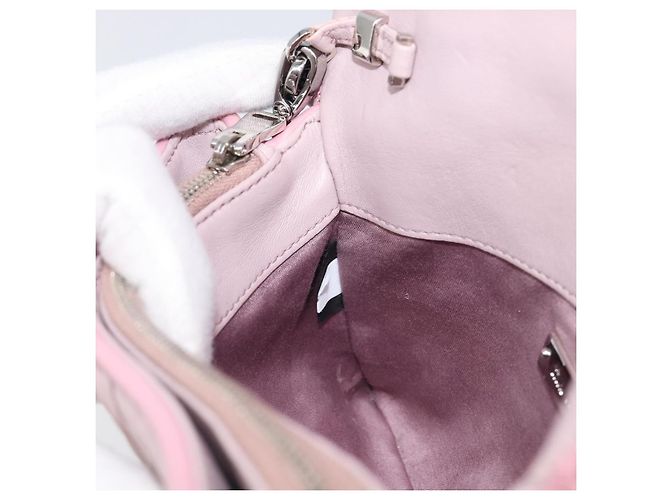 Borsa a tracolla con catena Miu Miu in pelle 2way Rosa Argento Auth BA15638A - vista 26