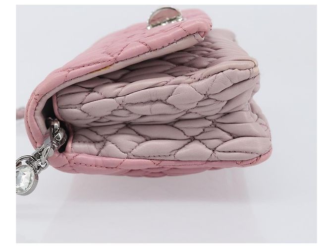 Borsa a tracolla con catena Miu Miu in pelle 2way Rosa Argento Auth BA15638A - vista 5