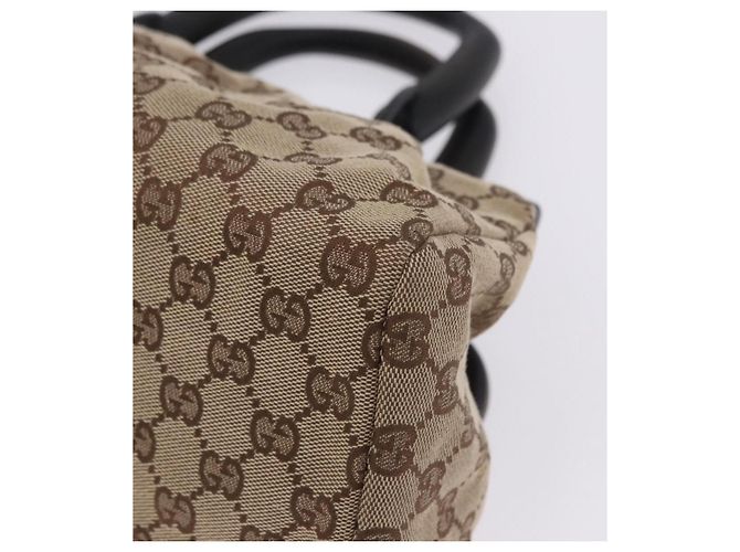 Borsa a mano GUCCI GG Canvas con manico in legno Beige 112683 Auth 203883V - vista 11