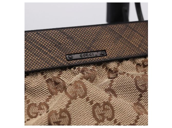 Borsa a mano GUCCI GG Canvas con manico in legno Beige 112683 Auth 203883V - vista 14