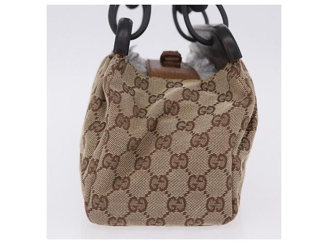 Borsa a mano GUCCI GG Canvas con manico in legno Beige 112683 Auth 203883V - vista 4