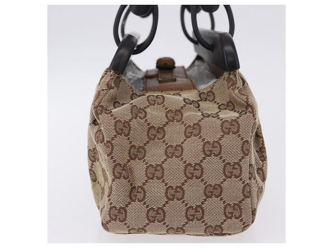 Borsa a mano GUCCI GG Canvas con manico in legno Beige 112683 Auth 203883V - vista 5