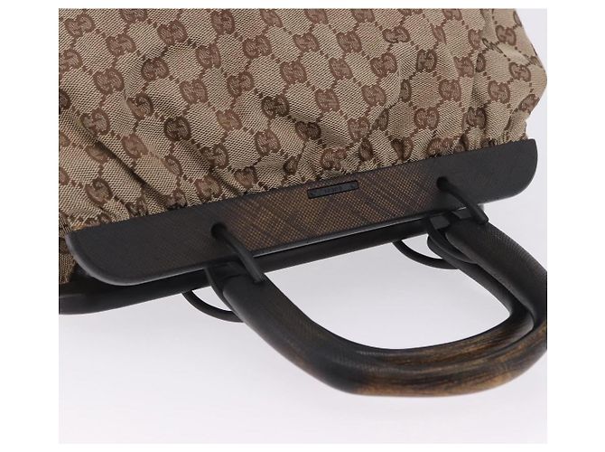 Borsa a mano GUCCI GG Canvas con manico in legno Beige 112683 Auth 203883V - vista 6