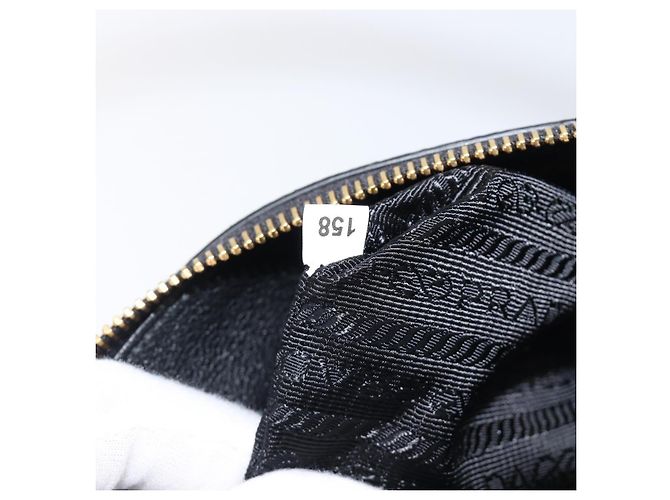 PRADA Handtasche Leder 2way Schwarz Goldfarben Auth 204580M - Ansicht 10