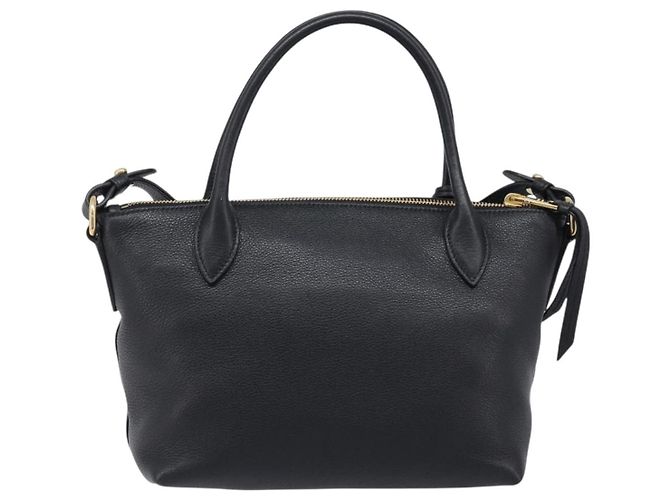 PRADA Handtasche Leder 2way Schwarz Goldfarben Auth 204580M - Ansicht 2