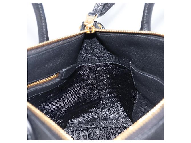 PRADA Handtasche Leder 2way Schwarz Goldfarben Auth 204580M - Ansicht 26