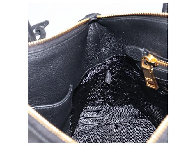 PRADA Handtasche Leder 2way Schwarz Goldfarben Auth 204580M - Ansicht 27