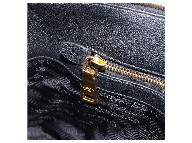 PRADA Handtasche Leder 2way Schwarz Goldfarben Auth 204580M - Ansicht 28