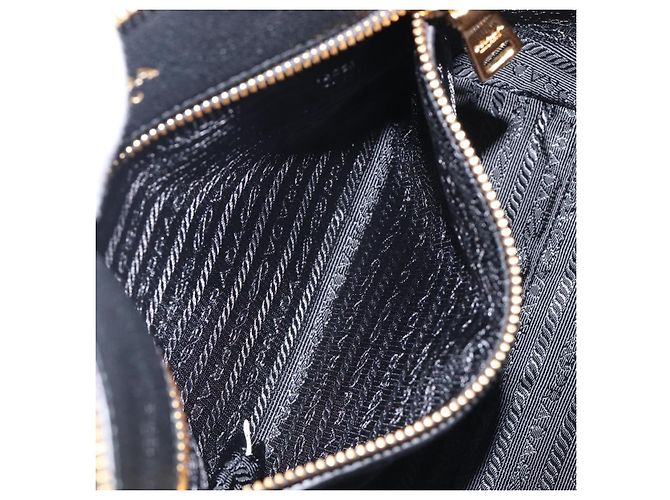 PRADA Handtasche Leder 2way Schwarz Goldfarben Auth 204580M - Ansicht 29