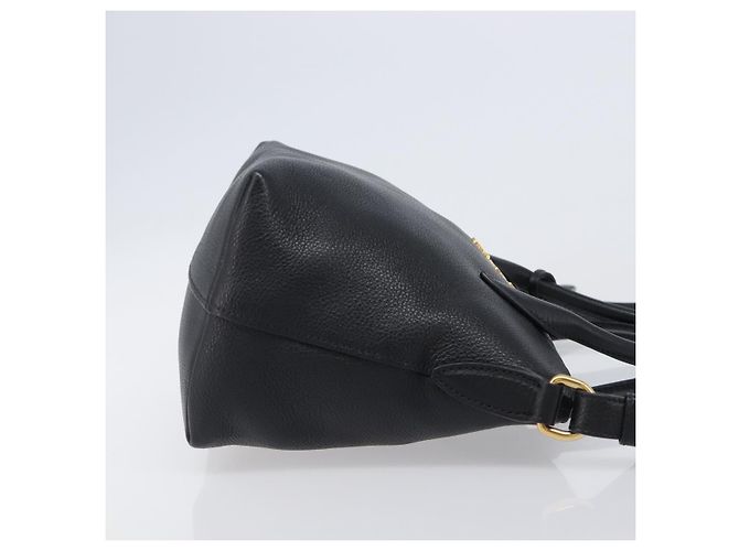 PRADA Handtasche Leder 2way Schwarz Goldfarben Auth 204580M - Ansicht 3
