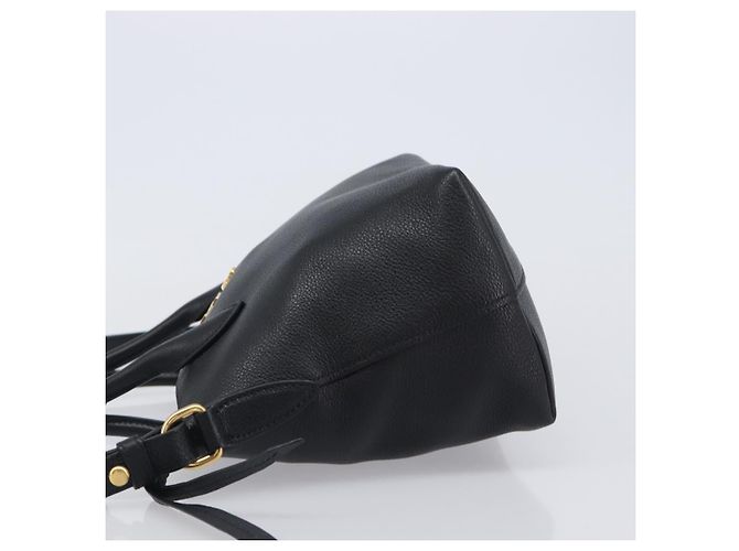 PRADA Handtasche Leder 2way Schwarz Goldfarben Auth 204580M - Ansicht 4