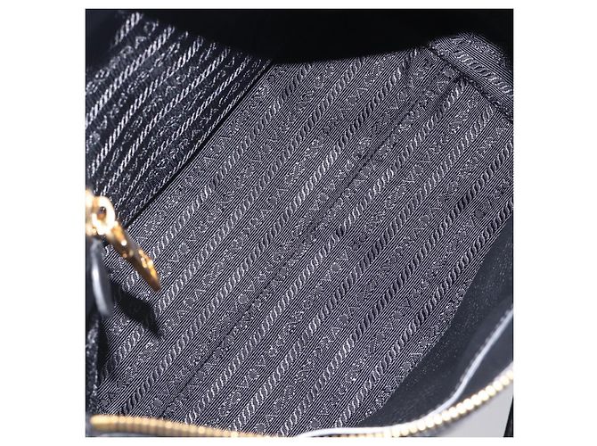 PRADA Handtasche Leder 2way Schwarz Goldfarben Auth 204580M - Ansicht 9