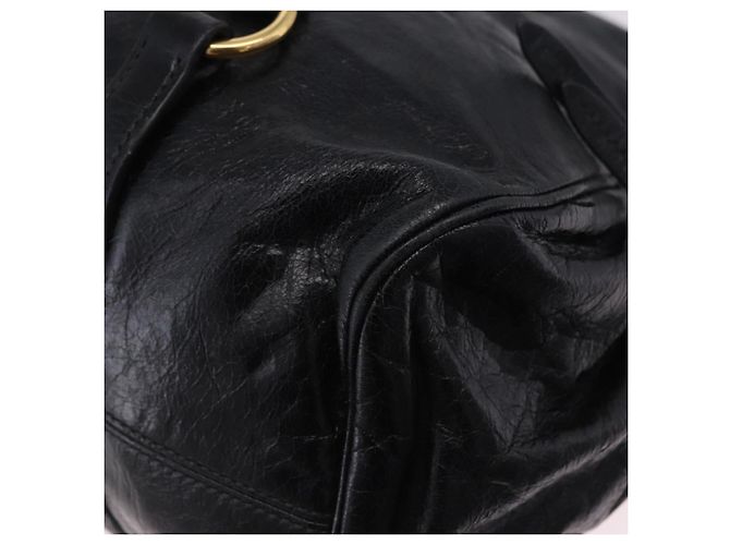 Bolsa de Mão Miu Miu em Couro 2way Preta Dourada Auth 203798V Preto Dourado - vista 19