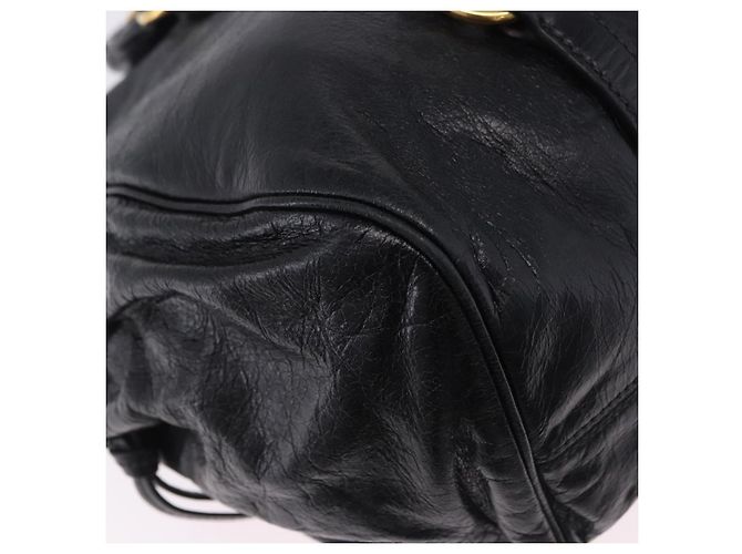 Bolsa de Mão Miu Miu em Couro 2way Preta Dourada Auth 203798V Preto Dourado - vista 20