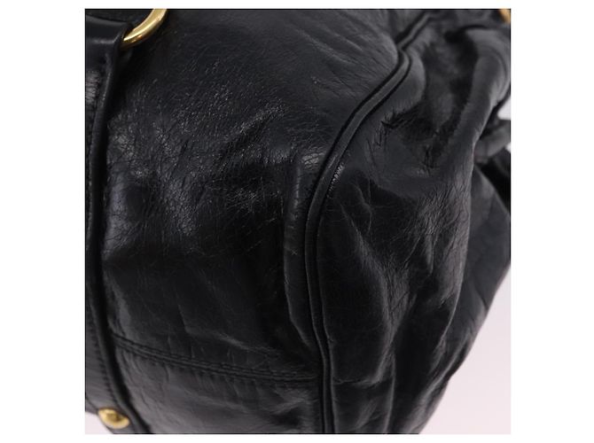 Bolsa de Mão Miu Miu em Couro 2way Preta Dourada Auth 203798V Preto Dourado - vista 21
