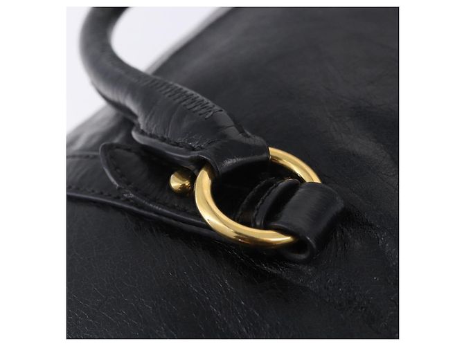 Bolsa de Mão Miu Miu em Couro 2way Preta Dourada Auth 203798V Preto Dourado - vista 24