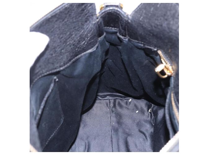 Bolsa de Mão Miu Miu em Couro 2way Preta Dourada Auth 203798V Preto Dourado - vista 29