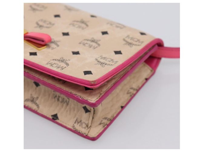 Borsa a tracolla MCM Vicetos PVC Pelle Rosa Tono Oro Auth 204597A - vista 10