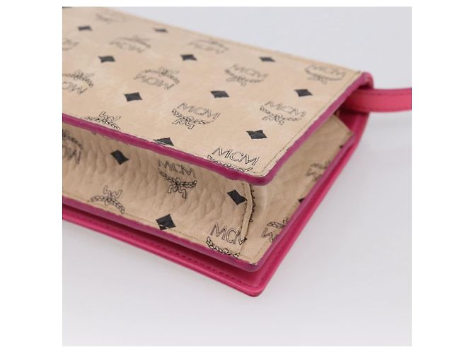 Borsa a tracolla MCM Vicetos PVC Pelle Rosa Tono Oro Auth 204597A - vista 12