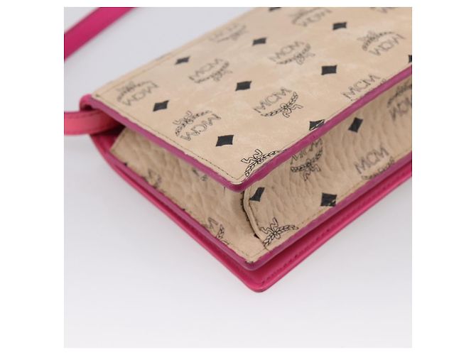 Borsa a tracolla MCM Vicetos PVC Pelle Rosa Tono Oro Auth 204597A - vista 13