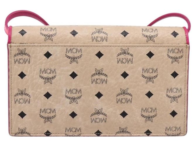 Borsa a tracolla MCM Vicetos PVC Pelle Rosa Tono Oro Auth 204597A - vista 3
