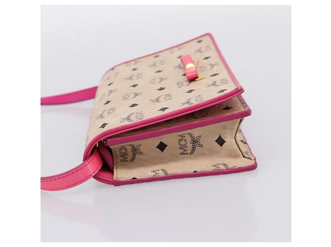 Borsa a tracolla MCM Vicetos PVC Pelle Rosa Tono Oro Auth 204597A - vista 4