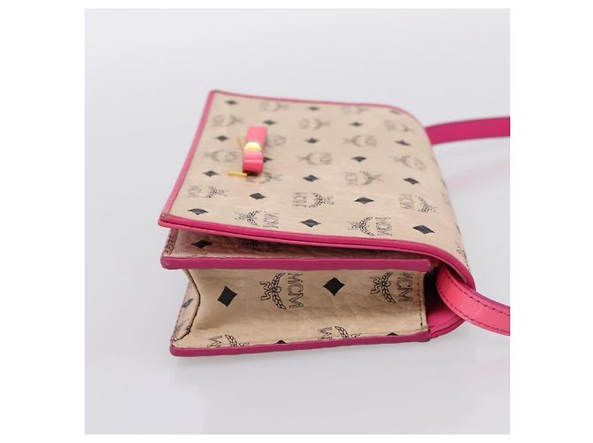 Borsa a tracolla MCM Vicetos PVC Pelle Rosa Tono Oro Auth 204597A - vista 5