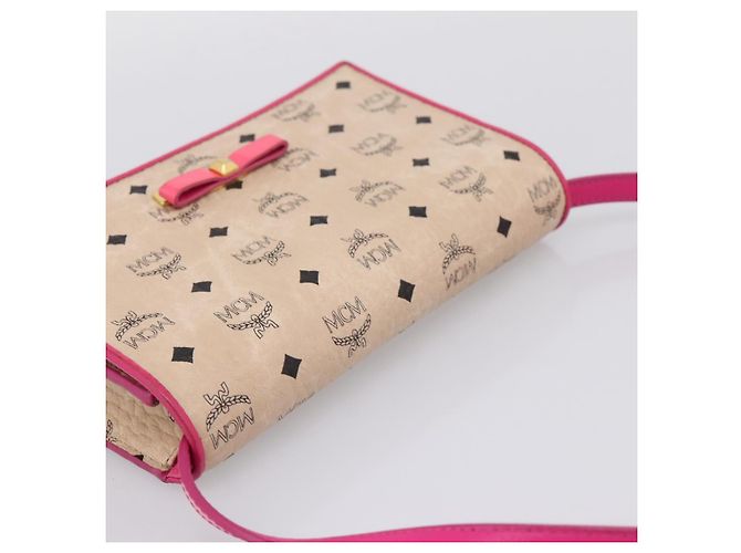 Borsa a tracolla MCM Vicetos PVC Pelle Rosa Tono Oro Auth 204597A - vista 6