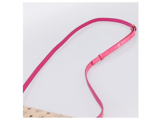 Borsa a tracolla MCM Vicetos PVC Pelle Rosa Tono Oro Auth 204597A - vista 8