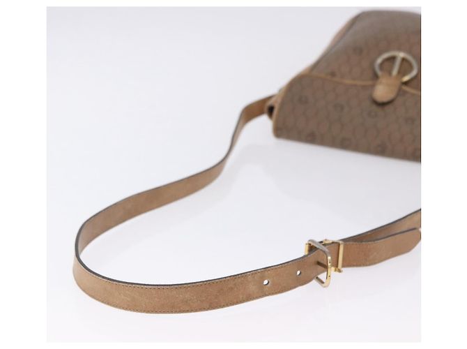 Borsa a tracolla Christian Dior Honeycomb Canvas PVC Beige Gold Auth 203461 D'oro - vista 12