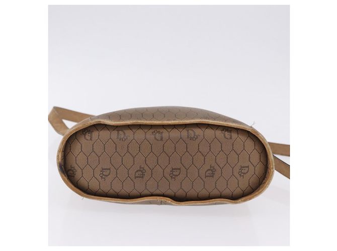 Borsa a tracolla Christian Dior Honeycomb Canvas PVC Beige Gold Auth 203461 D'oro - vista 19