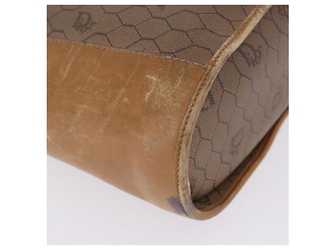 Borsa a tracolla Christian Dior Honeycomb Canvas PVC Beige Gold Auth 203461 D'oro - vista 20