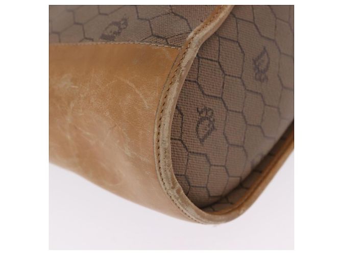 Borsa a tracolla Christian Dior Honeycomb Canvas PVC Beige Gold Auth 203461 D'oro - vista 22